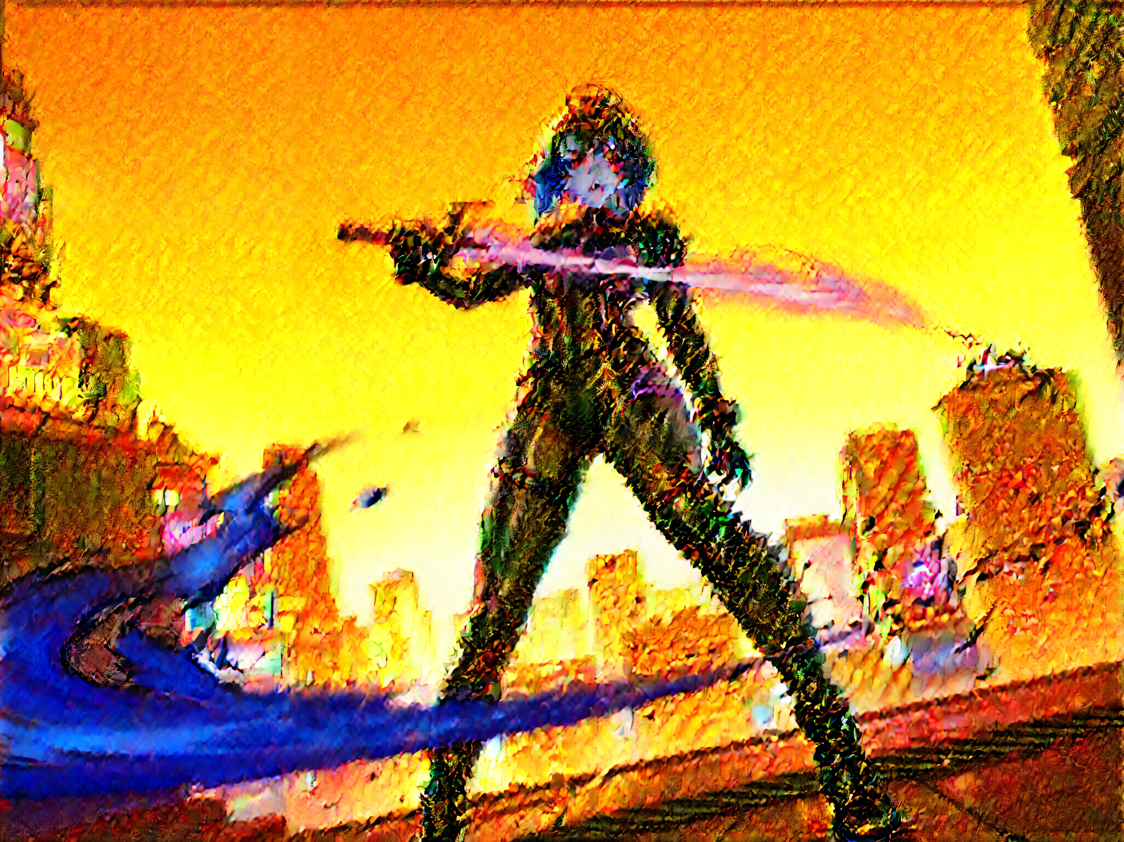 Painting of a woman in a black outfit holding a sword - SeaArt AI