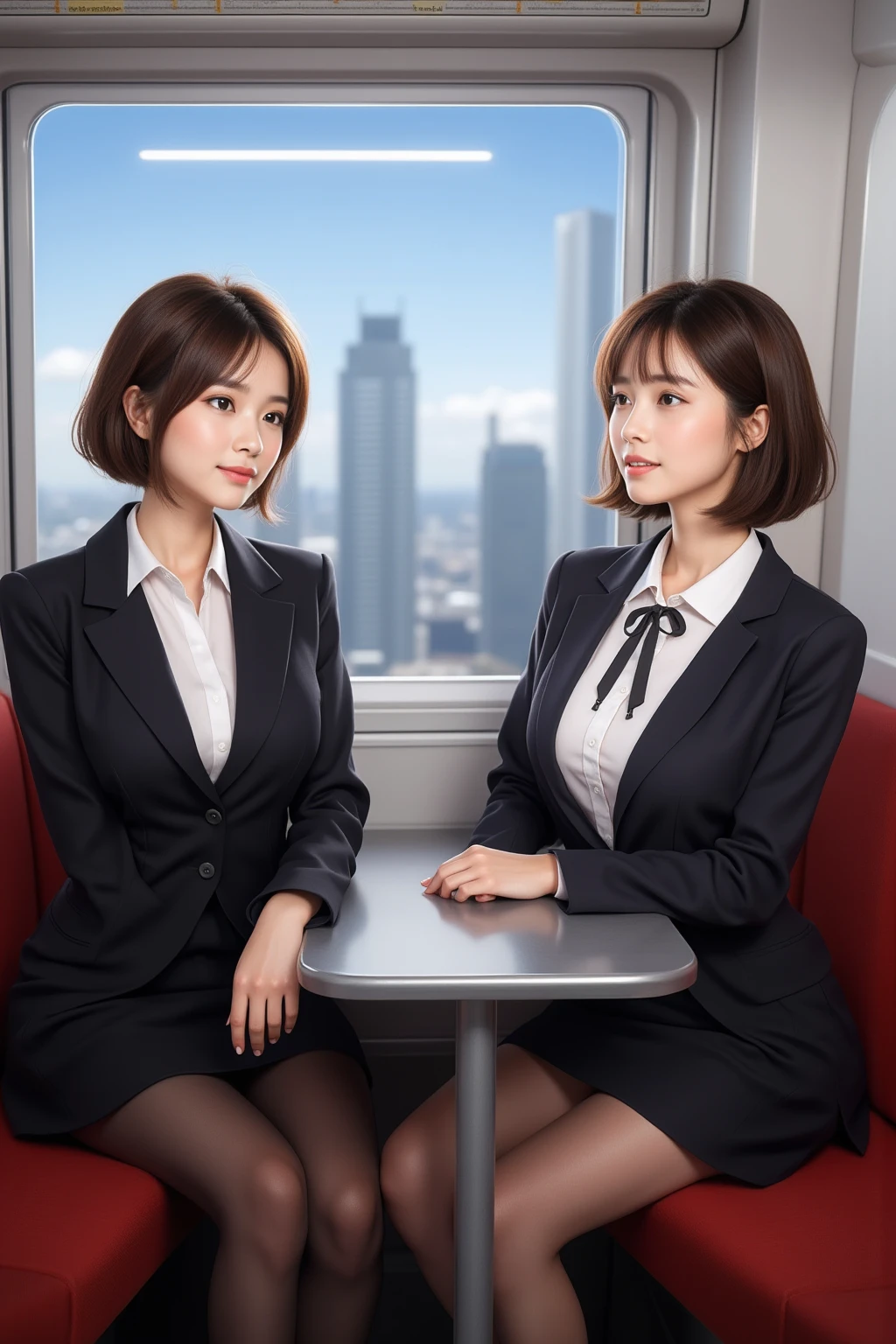 Japanese women、OL、Medium Bob、Brown Hair、daytime office、Formal attire、Speak gently here、laptop、Working