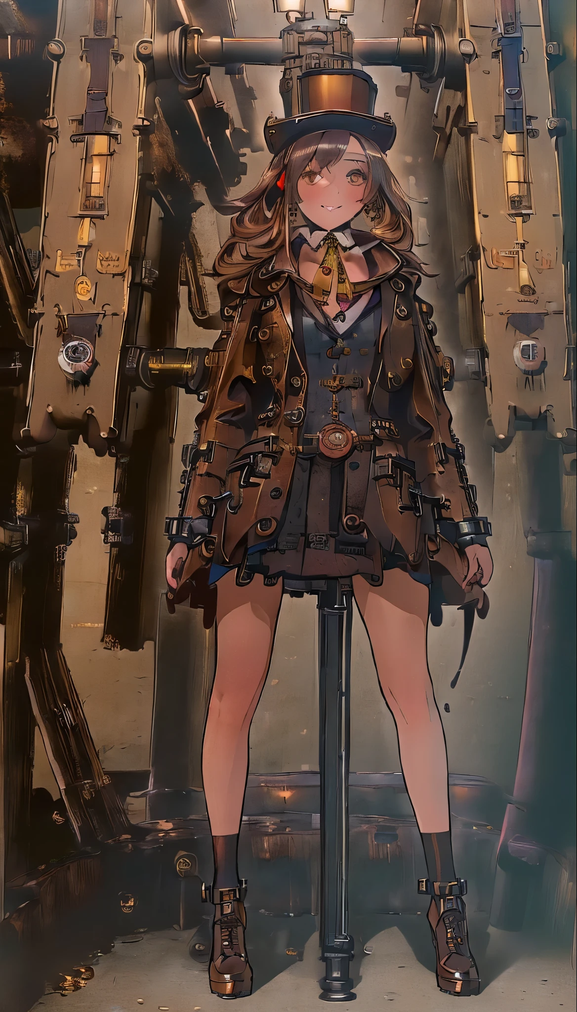 ((highest quality, 8k, masterpiece :1.3)), One girl, smile, (((Woman:1.2, Detailed full body, high school Uniform))), (((steampunk))), city, Crowded buildings, exposed gear and pipes, gear, (Thick Pipe), Covered Bridge, Gloomy Weather, chimney, irregular buildings, blowjob, deepthroat