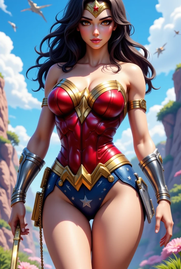 , naked, Bblack hair, mic, breasts big, big-ass, Brunetette