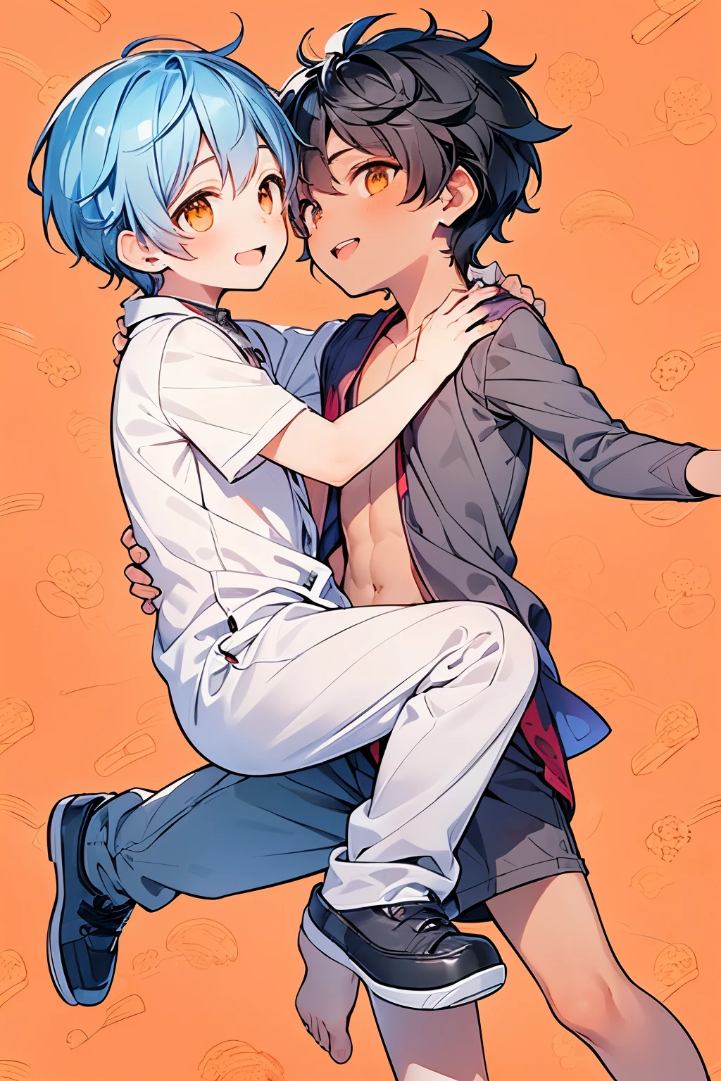 (score_9,score_8_up,score_7_up,score_6_up,score_5_up,score_4_up, source_anime), 8k, best quality, best lighting, BREAK, 1boy, , male face, male eyes, male focus, (tareme), slender, six pack, bottomless, t-shirt, (veiny arms), penis, flaccid, testicles, super tight foreskin, thick outline, standing, wide shot, messy room, super thin and short public hair, confused, touching public area