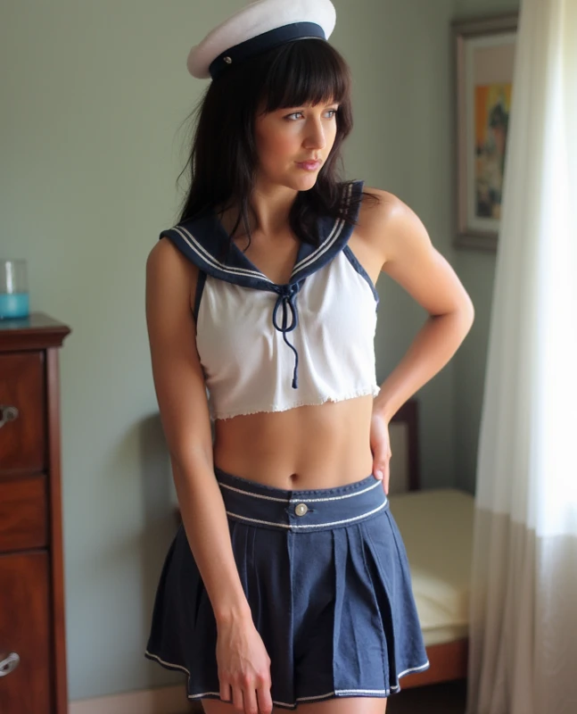 Beautiful cheerleader, (((cheerleader uniform))), long wavy black hair with bangs. photo of  18 year old  jp-katiaFinal-2600 ,long soft curls, bangs, light eyeliner, pink lips, tied up in a locker room, sexy girl wearing a skimpy cheerleader uniform and tan pantyhose, micro skirt is raised to flash pantyhose and shaved genitals, cleavage, Lycra crop top, shaved vagina, Canon EOS 5D Mark IV, 50mm f/1.8, 1/100s, ISO 160, Fujifilm Provia 100F, photorealistic, (((her pleated cheerleader skirt is lifted to show her tan pantyhose))), (((she is a prisoner and is bound by thick rope))), she looks at camera trying to be set free by offering her sexy body, (((rope around neck, sports bra, arms, waist, and one down the middle between her crotch giving her cameltoe))), (((in cheerleader costume only)))