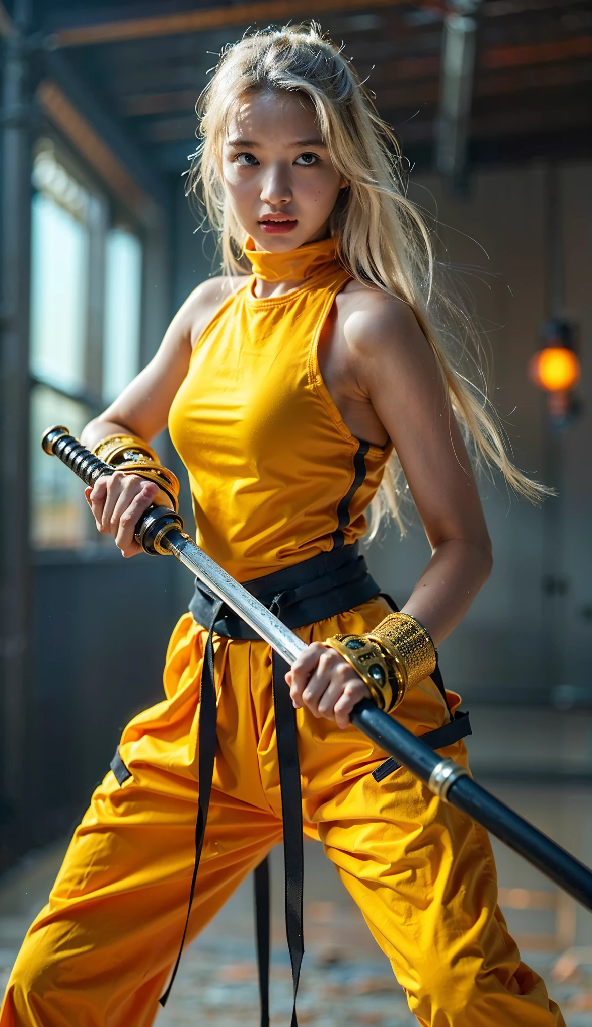 (Completely live action:1.37), (Amazingly realistic textures:1.37), (masterpiece, best quality:1.2), (8k uhd, 16k, 32k, ultra high res), amazingly realistic skin, amazingly realistic photo, superrealism, (photorealistic:1.37), (RAW photo), ultimately realistic, (ultimately realistic all details), (ultimately realistic all textures), super realistic lighting, super realistic shadow, (japanese girl:1.5), ((young face)), smiling, happy, super realistic face, ultimately realistic skin, ultimately realistic eyes, (amazing droopy eye makeup:1.35), ultimately realistic background, ultimately realistic detail up, kkw-ph1, ((amazing droopy eyes, cyberpunk-style cyborg girl, amazingly intricate details, Anatomically perfect hands, mechanical body, silver knight armor, ultra glossy texture, long canine tooth, red eyes))