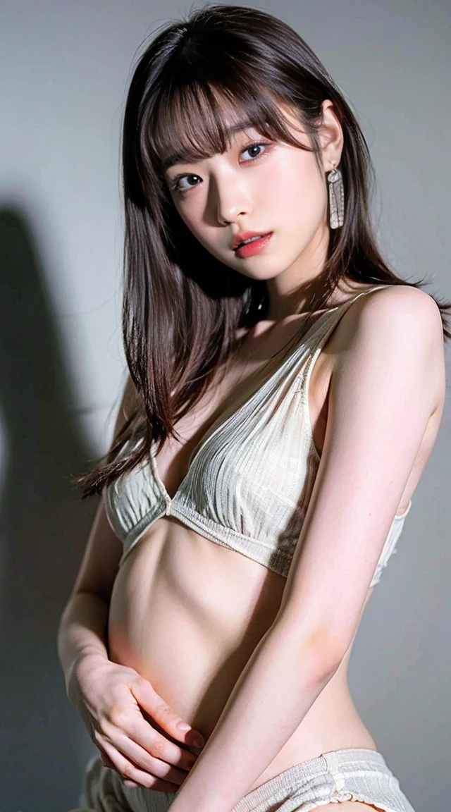 (Complete nakedness),((fullnude)),((Wareme:1.3)),R18,Top image quality,Standing Picture,a beauty girl,loli face,(round face:1.2),full body,loli body,flat breasts,flat busts,glares,Beautiful body,(loli pussy:1.5),boyish,shame,Show off,bullish,red blush,(10yo:1.3),(kawashimaumika:1.3),sweat,wet body,caught,happening,(inner thigh:1.5),