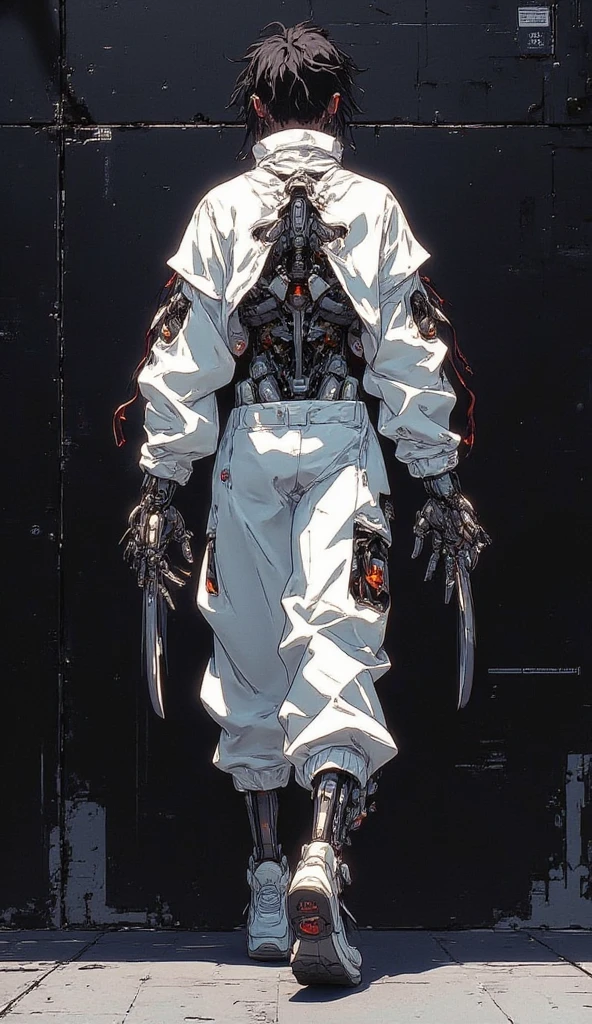 (((masterpiece))), (((best quality))), ((ultra-detailed)), (highly detailed CG illustration), ((an extremely delicate and beautiful)),(cute delicate face),cinematic light,((1mechanical girl)),solo,full body,(machine made joints:1.4),((machanical limbs)),(blood vessels connected to tubes),((mechanical vertebra attaching to back)),((mechanical cervial attaching to neck)),((powerless to fall down on the floor)),expressionless,(wires and cables attaching to head and body:1.5),(character focus),science fiction, white hair , perfect eyes ,((potrait)),((surrounded by many dead body android))((wearing white kimono))
