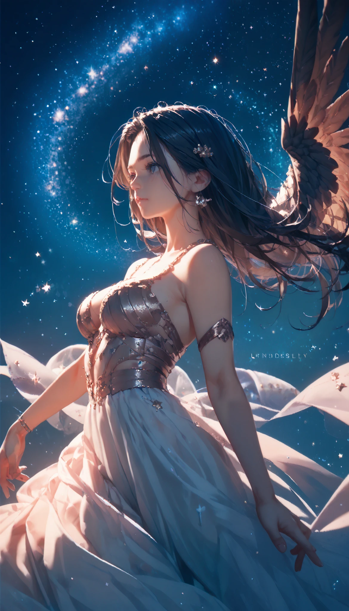 A huge white deer is standing nearby、Detailed depiction of bulges and wrinkles in ultra-thin underwear, (masterpiece), (Highest quality), One girl, (Perfect Face:1.2), (Beautiful Face:1.2), Black Hair, (From below), Happy, A light smile, View your viewers, Sexy pose, See-through, Outdoor idnight, Night Sky, milky way), Complex, Depth of written boundary, Cinema Lighting,