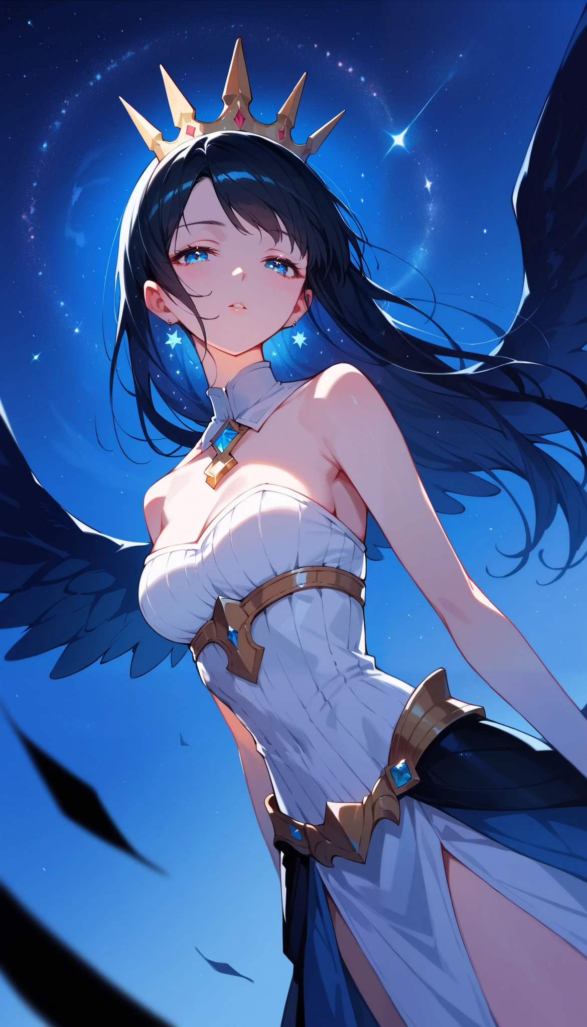 (Masterpiece), (Best Quality: 1.4), absurdities, [:intricate details:0.2],witch, angel wings, milky way, sky, bright aura, intense focus, crackling energy, mysterious symbols, bright specks,Paticulas,many details