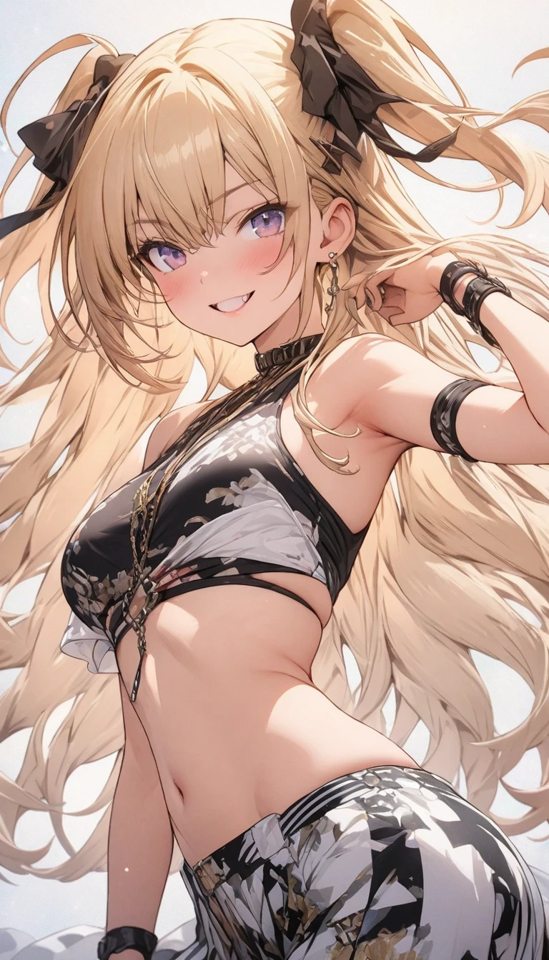 (masterpiece, best quality), best quality, (ultra-detailed), (3heads:1.5), 1girl, (yakumo ran:1.3), masterpiece, best quality, ultra quality, ultra resolution, blue top, crop top, ((stomach)), midriff, ((groin)), blue skirt, normal ears, shackles, blonde hair, very long hair, wavy hair, sidelocks, yellow eyes, detailed eyes, parted lips, single horn, sweat, cute, toned belly, hand on own chest, eyelashes, (25 year old woman:1.3), (masterpiece:1.5), (best quality:1.5), (beautiful detailed extremely detailed CG, extremely delicate and beautiful, depth of field, (finely detailed face), (perfect details:1.2), (mature female:1.3), wide pelvis, slender, large veiny breast, 16k resolution, highres, high quality, high definition, extremely detailed, masterpiece, blonde hair, long hair, alluring presence, braid, short skirt, close up, big , young, bob cut, fox ears, fox girl, fox tail, multiple tails, frilled hat, hat,