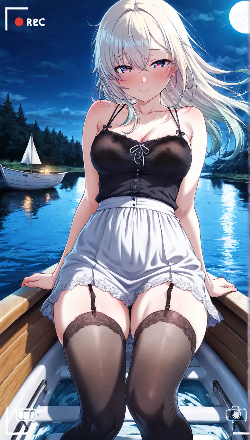 (highest quality:1.4)、(High resolution)、(detailed background)、(detailed beautiful face:1.4)、(anatomically correct)、(detailed facial expressions)、beautiful and smooth skin、beautiful teenage girl、two beautiful girls、(huge breasts:1.3)、cute hair color、braided bob、braided ponytail、realistic、perfect body line、Attractive big buttocks、thick thighs、relaxed atmosphere、cowboy shot、Thin, sheer white panties、Thin, sheer white bra、(underboob:1.3)、(skirt lift:1.3)、cute pubic hair、playfully、

(Two beautiful girls lifting their skirts to show us their panties:1.5)、
Beautiful girl in the sunset reflected on the river while rowing a canoe、Canoeing with a beautiful sunset view as a backdrop、While paddling a canoe in the gentle current、They intentionally splash water on each other while paddling a canoe.、They are smiling, splashing with water, and having fun joking with each other.、With the sound of the river flowing and the wind in the background、My clothes are wet and transparent、
Wear a loose shirt dress made of sheer material with the buttons open、My clothes are wet and transparent、wet、
Sneakers or sandals on your feet、sexual expression、Playfully smiling、panty shot、(underboob:1.3)、cute、cameltoe
