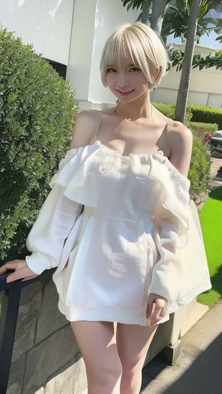 ((Top Quality, 8K, Masterpiece: 1.3)), Focus: 1.2, Perfect Body Beauty: 1.4, Ass: 1.2, ((Layered Haircut, Chest: 1.2)), (Wet Clothes: 1.1), (Beach, Sea: 1.3), Bando Dress: 1.1, Highly Detailed Face and Skin Texture, Narrow Eyes, Double Eyelids, Whitening Skin, Long Hair, (Shut Up: 1.3), Smile