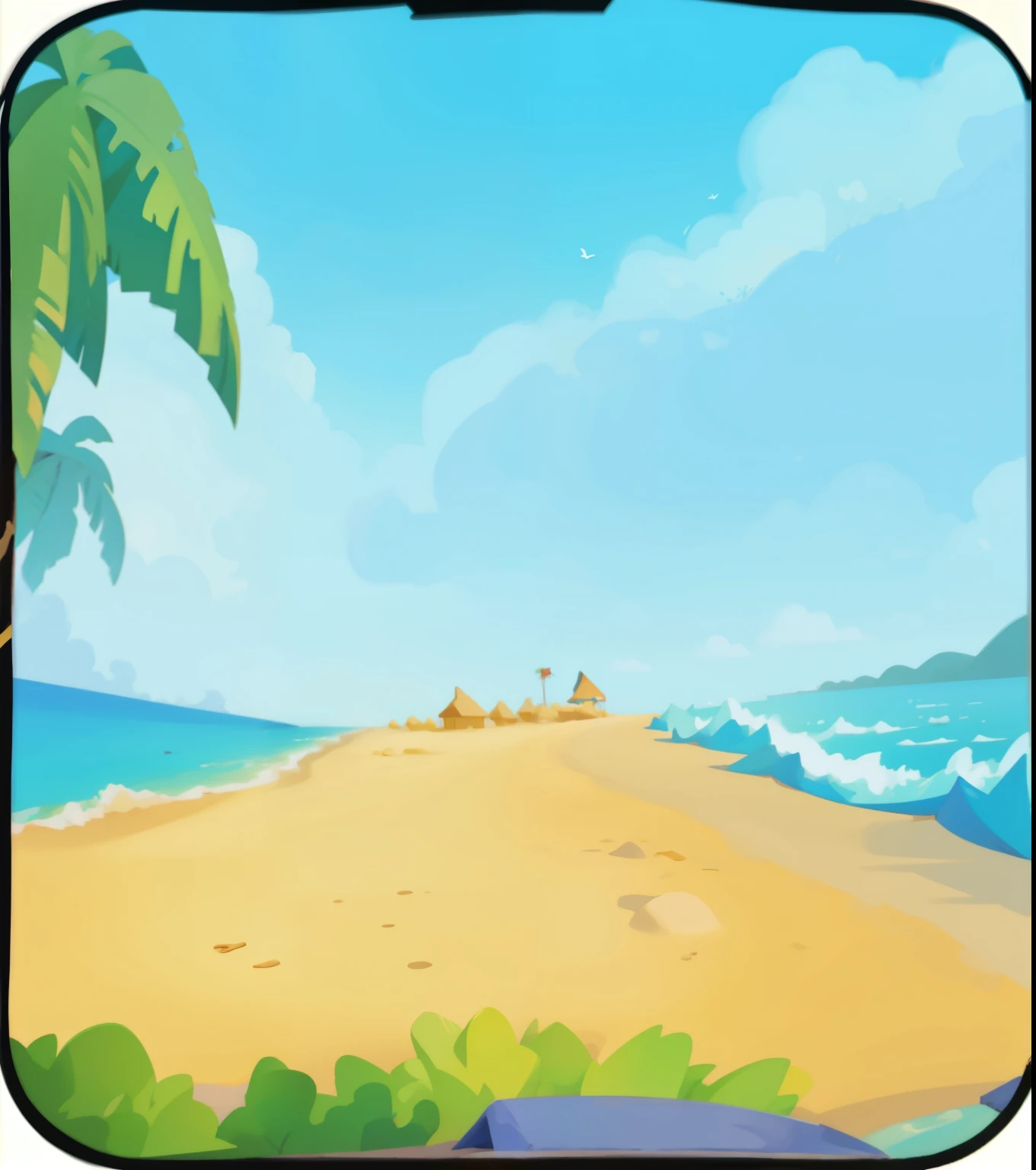 best quality, Beach,illustration, poster, 8,000, masterpiece, cartoon,Simple