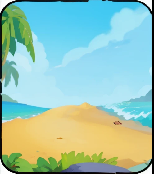 best quality, Beach,illustration, poster, 8,000, masterpiece, cartoon,Simple