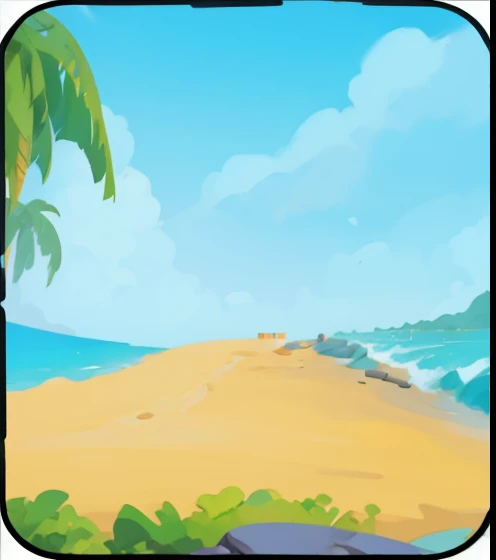 best quality, Beach,illustration, poster, 8,000, masterpiece, cartoon,Simple
