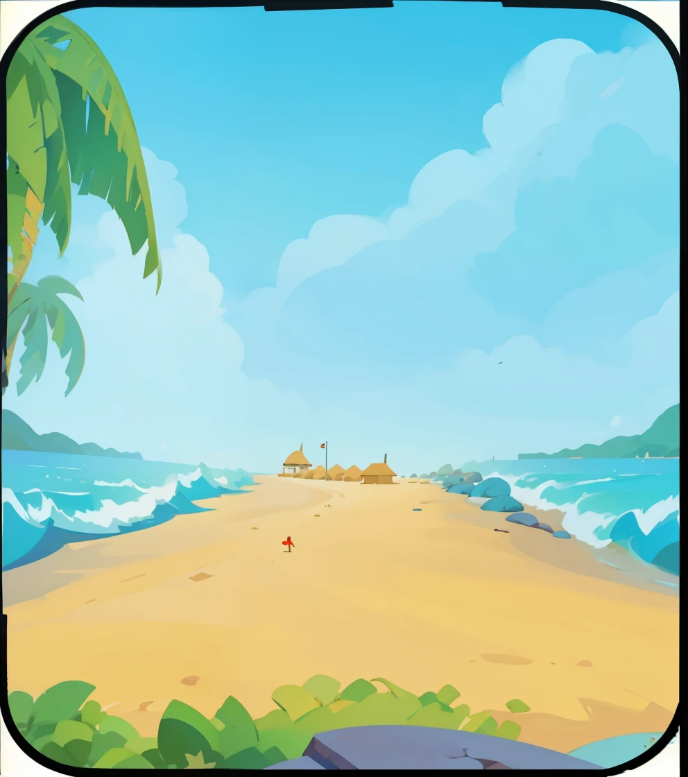  best quality, Beach，illustration, poster,  8,000， masterpiece， cartoon，Simple