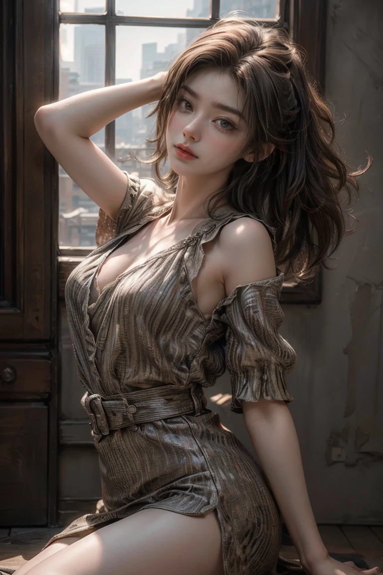 ((best quality: 1.5)) ((masterpiece)), intricate details, sharp focus, professional, real life, realistic representation of the face, dynamic pose, in the style of realistic and hyper detailed renderings BREAK (detailed 20 year old woman, (((blackout gothic eye makeup, (portrait, ([flat chest:small breasts:0.8])), pink lips, pointed chin, smiling), clear green eyes, short curly [blonde hair:bright ginger hair:0.3], ((medieval red gold ball gown, film grain, bokeh)), black background, dark empty room, bright light), emerald, nose piercing, determined expression), freckles:0.8), photorealistic, hyper-realistic, 8K