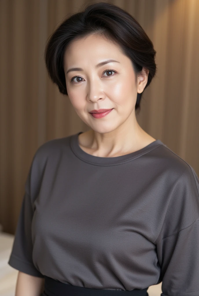 Masterpiece, Depth of written boundary, ((Great focus)), gravure, 32K, Beautiful finish, Japanese, A natural pose, Beautiful mature woman, 90-year-old woman, High Career, Corporate Executive, Photo of your ID, Long face, Big Breasts, Accentuate your breasts, Red lips, Thin lips, business suit, Alluring, Light from the front,