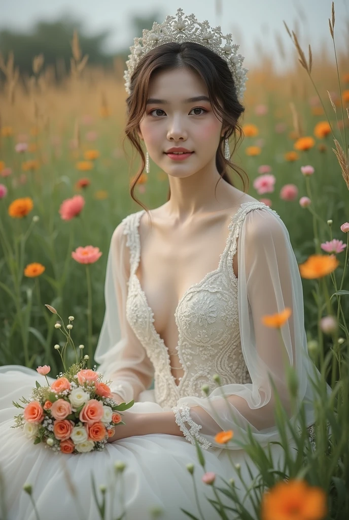 (Highest quality:1.4),(masterpiece:1.4),(Realistic:1.4),(Realistic:1.2),(超High resolution, RAW Photos:1.4),(High resolution, Very detailed:1.2),(8k:1.2),photograph,(Shot from behind:1.3)、Korean women、brown hair photos,One Woman,alone,(In underwear),Very large breasts,((Thigh to head shot:1.3))、(((topless、You can see her large breasts from the side.)))、((Toothy smile))、((Very large breasts:1.4))、Realistic skin textures、Slightly freckled、Slender figure、Realistic skin textures、((background,Concrete wall:1.3)),(topless,The breast is visible from the side:1.6),(Long lace slip,White)、3 woman、The angle at which the nipple is not visible、((Updo long hairstyle))、((Black,Long lace slip:1.4))、Correct toes、Detailed facial features、Long slip covers the buttocks and soles of the feet、Long slip covers your butt、