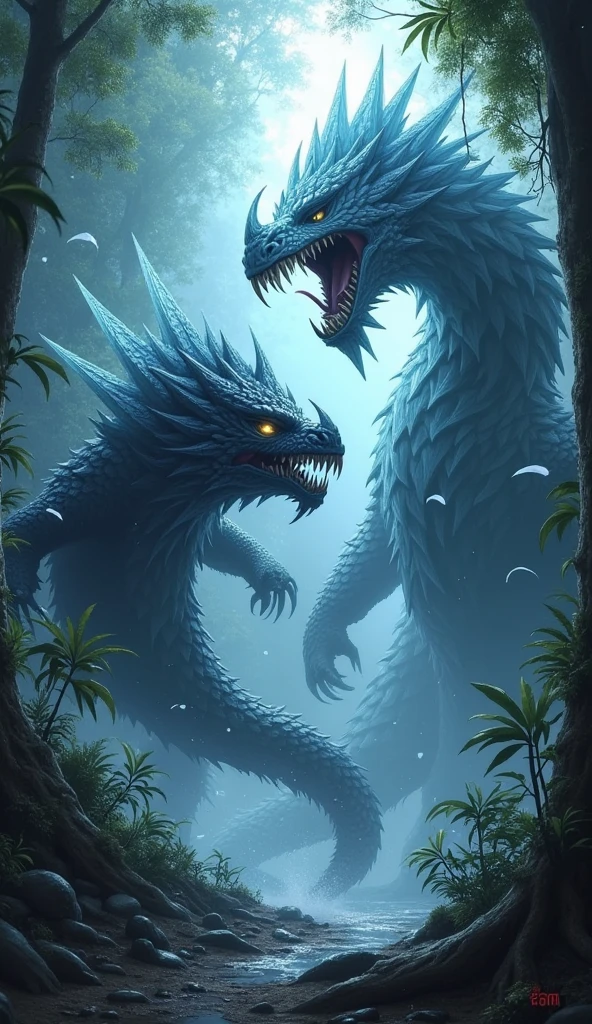 A massive colossal serpent, Jörmungandr, the world-encircling serpent, mythical creature from Norse mythology, detailed serpentine body scales, huge glowing eyes, sinister expression, stormy sea background, dramatic lighting, dark moody atmosphere, cinematic composition, 8k, hyper realistic, photorealistic, dramatic fantasy art, muted color palette, dramatic shadows and highlights