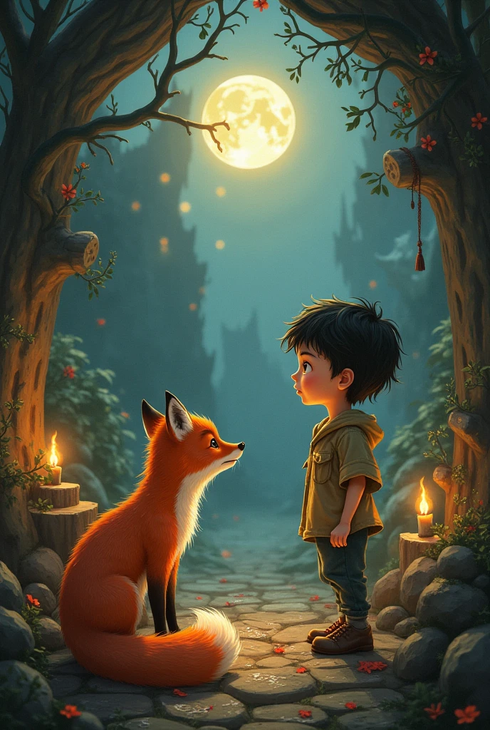 Boy, fox, occult - SeaArt AI