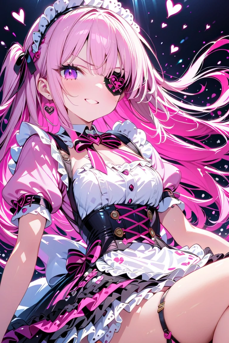 Pink Hair、Pink Eyes、girl、Small breasts、Hair Bun、girl、Small breasts、Lolita、Bright smile、Looks about 15 years old、Petan Musume、He is short、目のhighlight、Sexy thighine-based costumes、Show your armpits、Your eyes are so beautiful、highlight