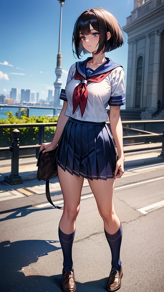 fantastic realism,The female giant bravely enters the Lilliputian country,高度Detailed footage of the giantess,Detailed footage of the giantess,giantess art,girl,Short sleeve,(((Lots of little people interacting with giants)))