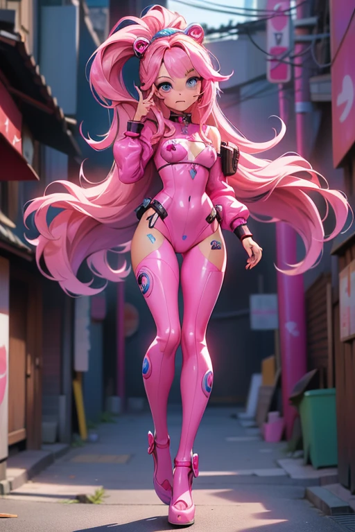ulzzang-6500-v1.1,(raw photo:1.2),((photorealistic:1.4)),best quality ,masterpiece, illustration, an extremely delicate and beautiful, extremely detailed ,CG ,unity ,8k wallpaper, Amazing, finely detail, official art,extremely detailed CG unity 8k wallpaper,absurdres, incredibly absurdres, huge filesize, ultra-detailed, highres, beautiful detailed girl, extremely detailed eyes and face, beautiful detailed eyes,light on face,cinematic lighting,((extremely pink tight suit clothing)),1girl,full body,full-body shot,looking at viewer,((light pink hair)), red eyes,((bliss)), best detailed background, ((cosplay)), (smile), twintails, ((hold a rifle)), detailed breasts and shaved pussy 