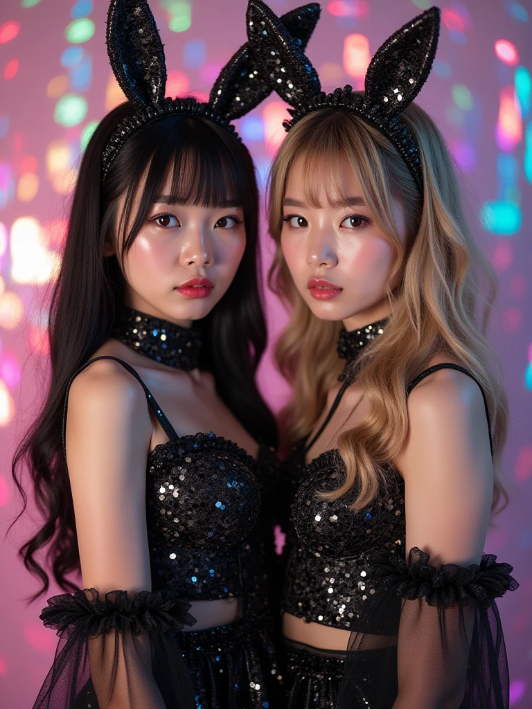 two extraterrestrial-like beings, beautiful and friendly appearance, apparently in love, looking into each other's eyes, on the back there are balloons and on one it says "evolution in the heart"