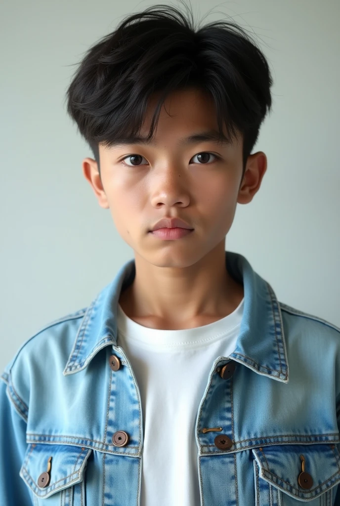 Generates an image of a handsome  boy posing for a super mega iper Realistic photo 