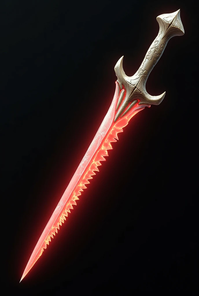 bone dagger made with subtle glowing red veins and teeth on dagger edges
