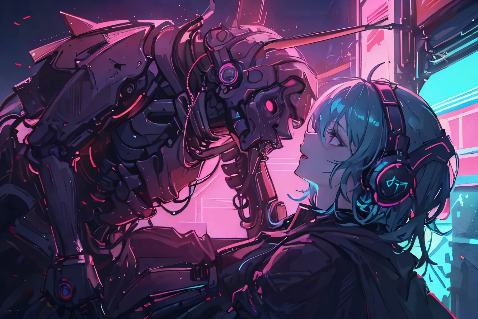 (from side)、Cinematic light、 ((1 Mechanical Girl))、独奏、full bodyesbian、(Mechanical joint:1.2)、((Mechanical limbs))、(blood vessels connected to tubes)、(Back-mounted mechanical spine)、((Neck-mounted mechanical cervical spine) ))、(sitting on)、deadpan、(Wires and cables attached to the neck:1.2)、(Head wires and cables:1.2)(charactor focus)、scientific fiction、A highly detailed、colourfull、The most detailed