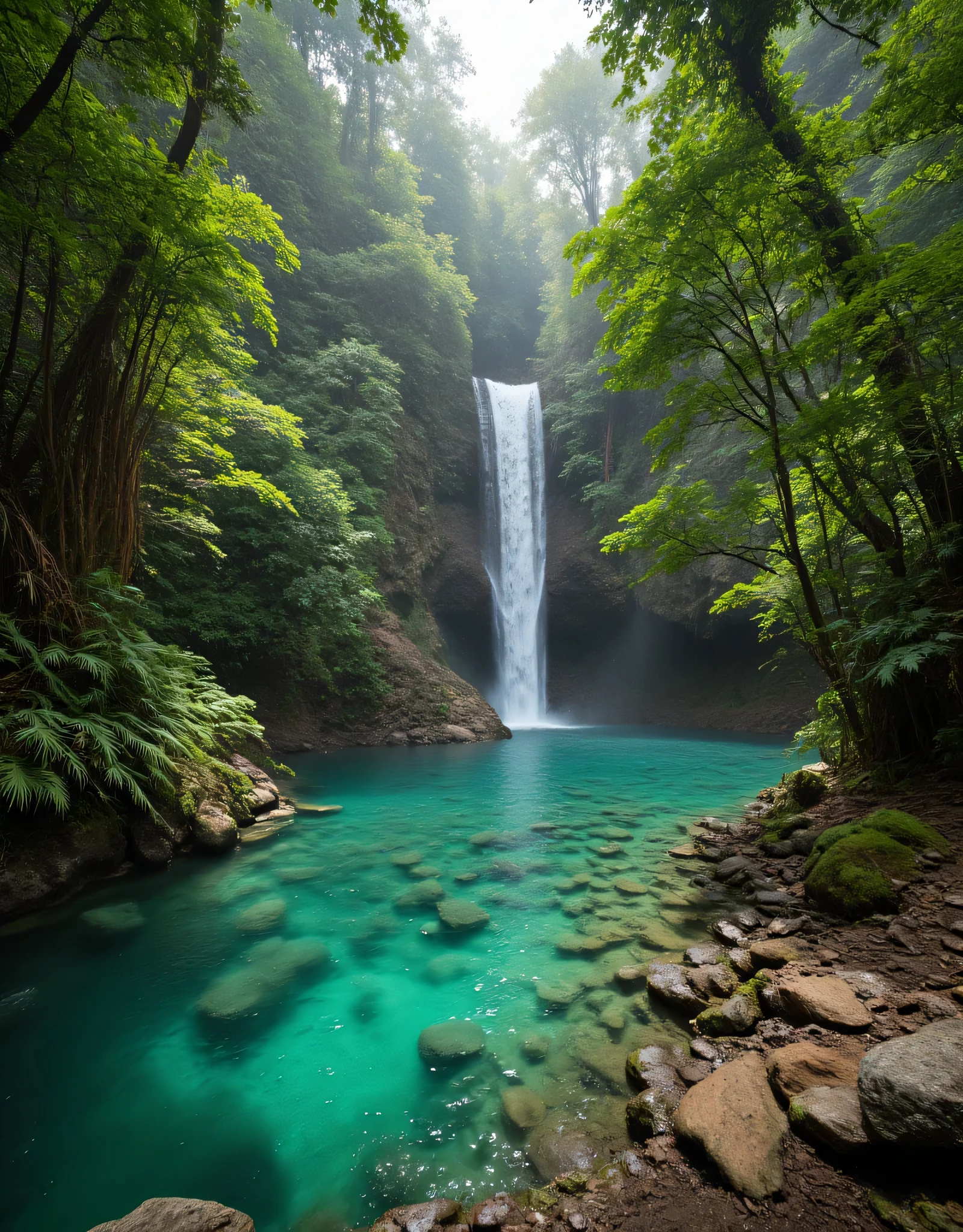 **Prompt:** Imagine stepping into a serene hyperrealistic world where tropical rain nature’s beauty takes center stage scenery. Describe the breathtaking scene of a majestic deep forest swap gracefully into a crystal-clear deep forest pool, surrounded by lush greenery and vibrant flora. Explore the diverse artistic interpretations of this landscape, from hyper-realistic details capturing the realistic texture of the rocks and water droplets to the stunning realistic elegance found in National Geographic photography. Focus on the interplay best of light and shadow nature photography composition. Raining through the flora canopy, creating a mesmerizing array of best colors. Convey the fullest depth of this image using the best photography composition techniques, emphasizing the concept of mixed lighting and ultra-high-definition clarity that allows every element of the scene to come alive. Invite your readers to immerse themselves in this captivating visual experience.