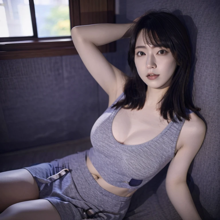 ((best quality)), ((master piece)), (detailed:1.4), delicate byakugan eyes,frontage,spread your legs,Detailed face,tight clothes,with short black hair,big breasts,hyuga beautiful female statue,HDR(high dynamic range),ray tracing,NVIDIA RTX,super resolution,unreal 5,Scattered beneath the surface、PBR texture、Post-processing、anisotropic filtering、Depth of the bounds written、big breasts,sexy and excited,Maximum resolution and crisp layered textures、Albedo and specular maps、surface coloring、Accurate simulation of light-matter interactions、perfect proportions、Rendering with Octane、two color light、bangs、Low ISO、White balance、Rule of thirds、8K raw data、hinata hyuga