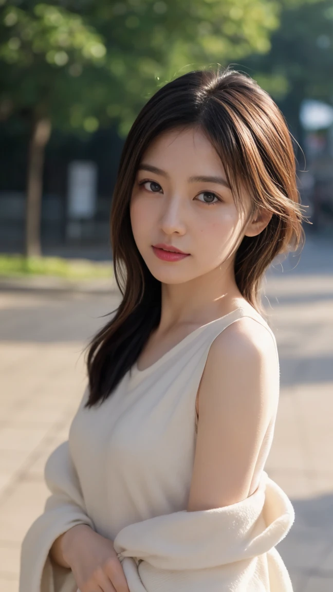 ((best qualtiy, 8k, tmasterpiece:1.3)), Focus:1.2, perfect figure beautiful woman:1.4, Cocked buttocks:1.2, ((Cut hair in layers)), (wetclothes:1.1) , (Rain, Street:1.3), (Beautiful breasts:1.2),(the maid outfit:1.2),cropped shoulders,show legs,Highly detailed facial and skin texture, A detailed eye, 二重まぶた,Whiten skin,long whitr hair,(Keep one's mouth shut:1.5),(Bokeh background:1.5),Large breasts