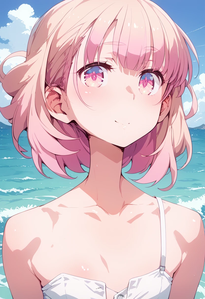1girl, yumemi riamu, micro bikini, in beach, (daytime, sun light, strong sunlight, black shadow, dark shadow:1.4), tegaki,
finger in own nose, elotic smile, sweat, very hot summer
