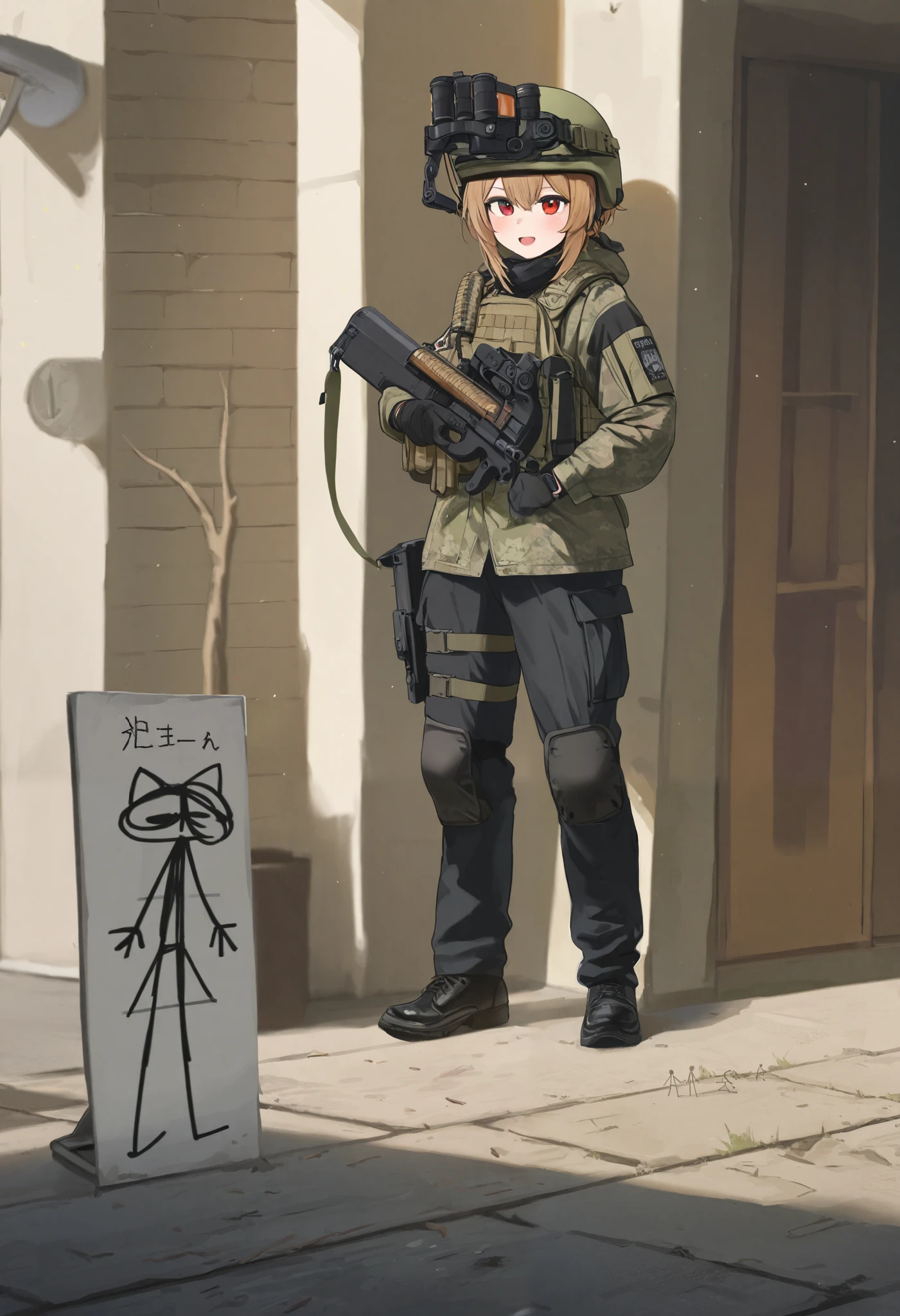 Object Art ,machine-gun をピックアップ,machine-gun (p90),stick figure