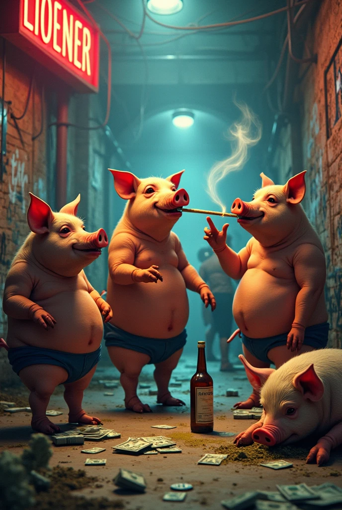 solo, opossum, twins, 60 year old male, bored expressions, frowning, tired, eyes, three identical heads attached to the same body, opossum ears, opossum tail, masculine, three necks, adult, (stylized 3d, by disney, by rembrandt), by pixar:1.1, by dramamine, ugly, rugged, (overweight, fat, obese, dadbod, beer belly), street alley background, streetlamp, (nude, small flaccid penis, testicles, one navel, male nipples), correct hands, correct anatomy, (ultradetailed, best quality, detailed masterpiece, highly detailed masterpiece, 4k, professional cartoon:1.7), (natural pose, sitting on trash can)