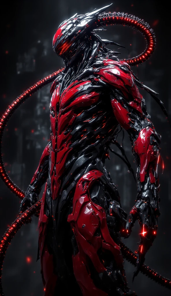 megan fox as a vampiric muscular red carnage, (mouth wide open with tongue out:1.25), (red carnage anatomic muscular bio-mecha muscle suit:1.25), (body totally covered in muscles, veins, tendons), (perfect muscular anatomy),
