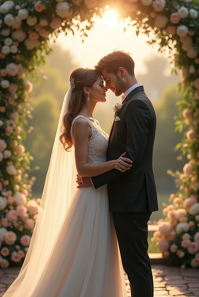 Couples hug，a parte superior do corpo，Um menino com，uma menina，Sob as cerejeiras em flor，Cherry blossoms fluttering，low saturation，pale-blue( Reasonable design, linhas claras, alta nitidez,best quality, Very detailed, master part, Efeito de luz do filme, 4k )