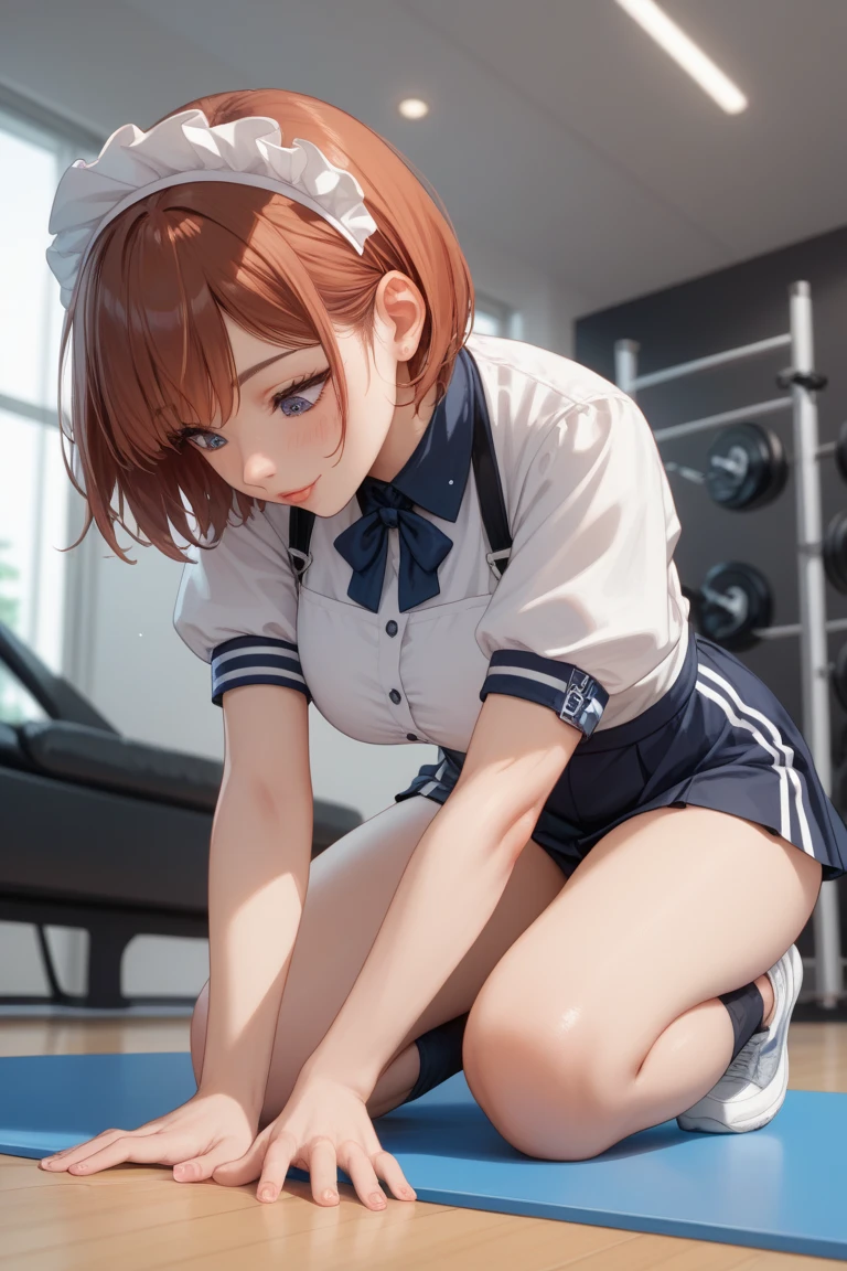 masterpiece, best quality, highres, 1girl, detailed face, blush, anime CG style, (medium breasts), (18 year old girl), good lighting, perfect body, sakura kinomoto, (tape gag), (tape bound), arms bound, legs bound, eyes wide, pupils dilated, locker room, cheerleader, collarbone, sitting, sat on the floor, knees bent