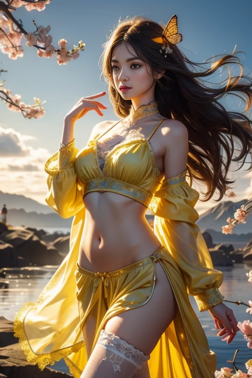 (NSFW:1.1), zhongfenghua, The Loveliest 1Girl, 独奏, hanfu, ancient_chinese_architecture, flower field, flowering, Shot from the back, seen from behind, accentuated buttocks, (white smoke: 1.3), (photo-realistic: 1.4), a Mandala, official arts, Unity 8k壁纸, Ultra-detailed, Beautiful and aesthetically pleasing, tmasterpiece, beste-Qualit, (dinamic angle:1.4), (Floating Colorful Glitter:1.3), Most Beautiful Form of Chaos, Elegant, a brutalist designed, bright colours, romanticism, Depth of field, exotic_dance, half_naked