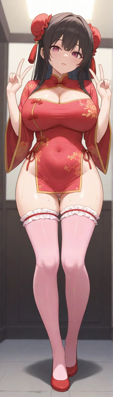 1girl. Japanese petit. Smile. (masterpiece). (best quality). (insanely detailed). Nude. nsfw. Slit Pussy. Close up Mons pubis. Flat chest. Upright standing posture. from below.
