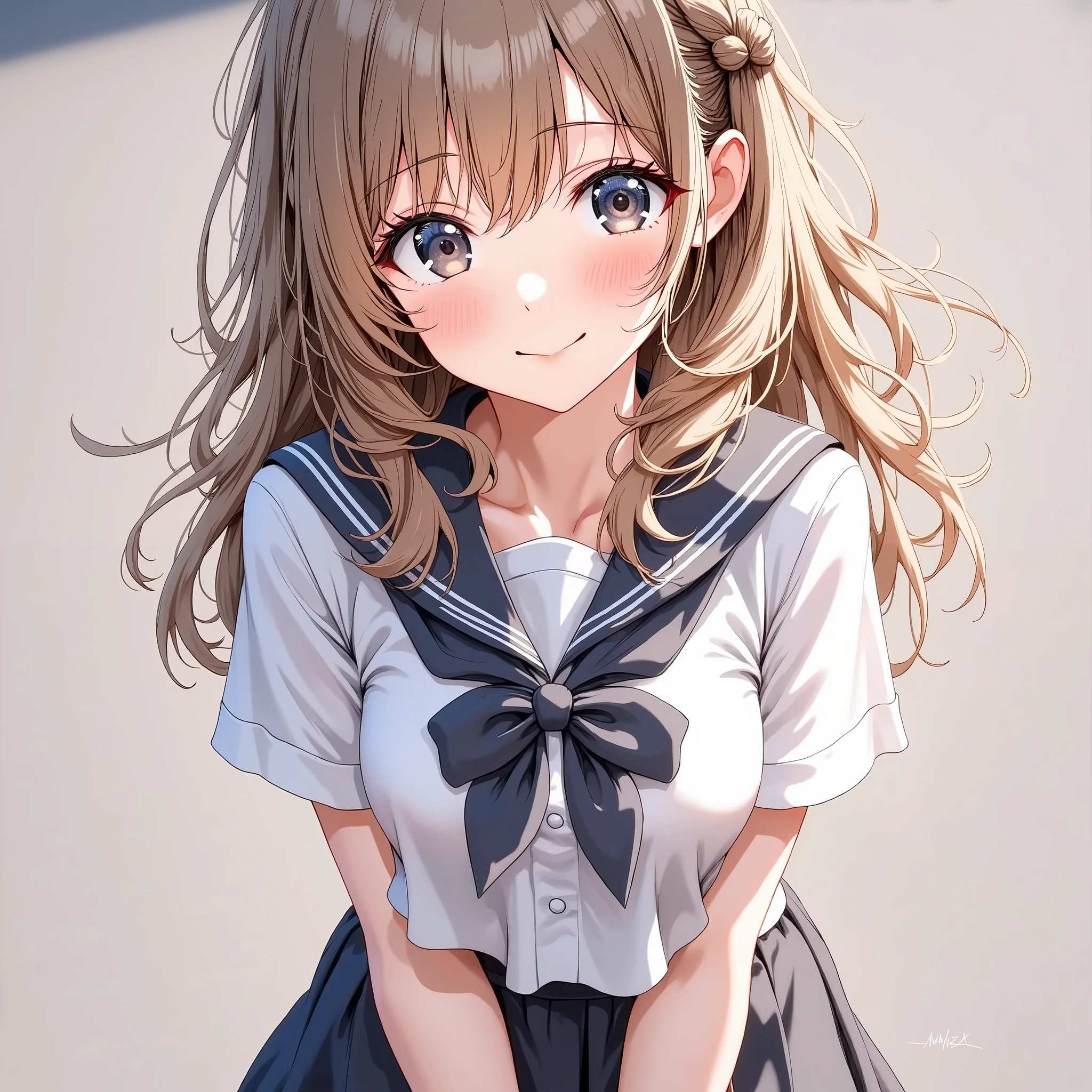 Anime girl with long hair and blue eyes in a sailor outfit - SeaArt AI