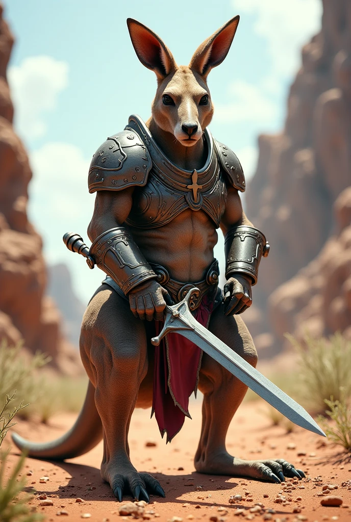 Solo Sexy young anthro furry hyena male mercenary medieval solider, slim slim muscular, anthro handsome gay shorter muzzle, handsome gay model male apperance, sword scars, worn out leather skimpy armament, low on hips heavy leather belt, old very worn out skimpy dirty linen material jockstrap, old yellow dirty worn out stains on white sawn jockstrap, very visible "x" brown seam pattern on the jockstrap, studded skimpy armlets breastplate armor, skimpy breastplate, leather bondages, fingerless leather gloves, smelly unwashed furr, dirty body look, desert battlefield, standing in sexy fighting position, close view of full character