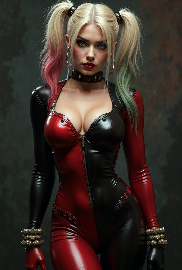 masterpiece,high quality,(white background:1.5),
solo,smile,looking at viewer,
chara_soon,1woman,
long hair,multicolored hair,two-tone hair,split-color hair,blonde hair,red hair,grey eyes,makeup,lipstick,cleavage,breasts,
jacket,bodysuit,open clothes,sleeveless,
face focus,