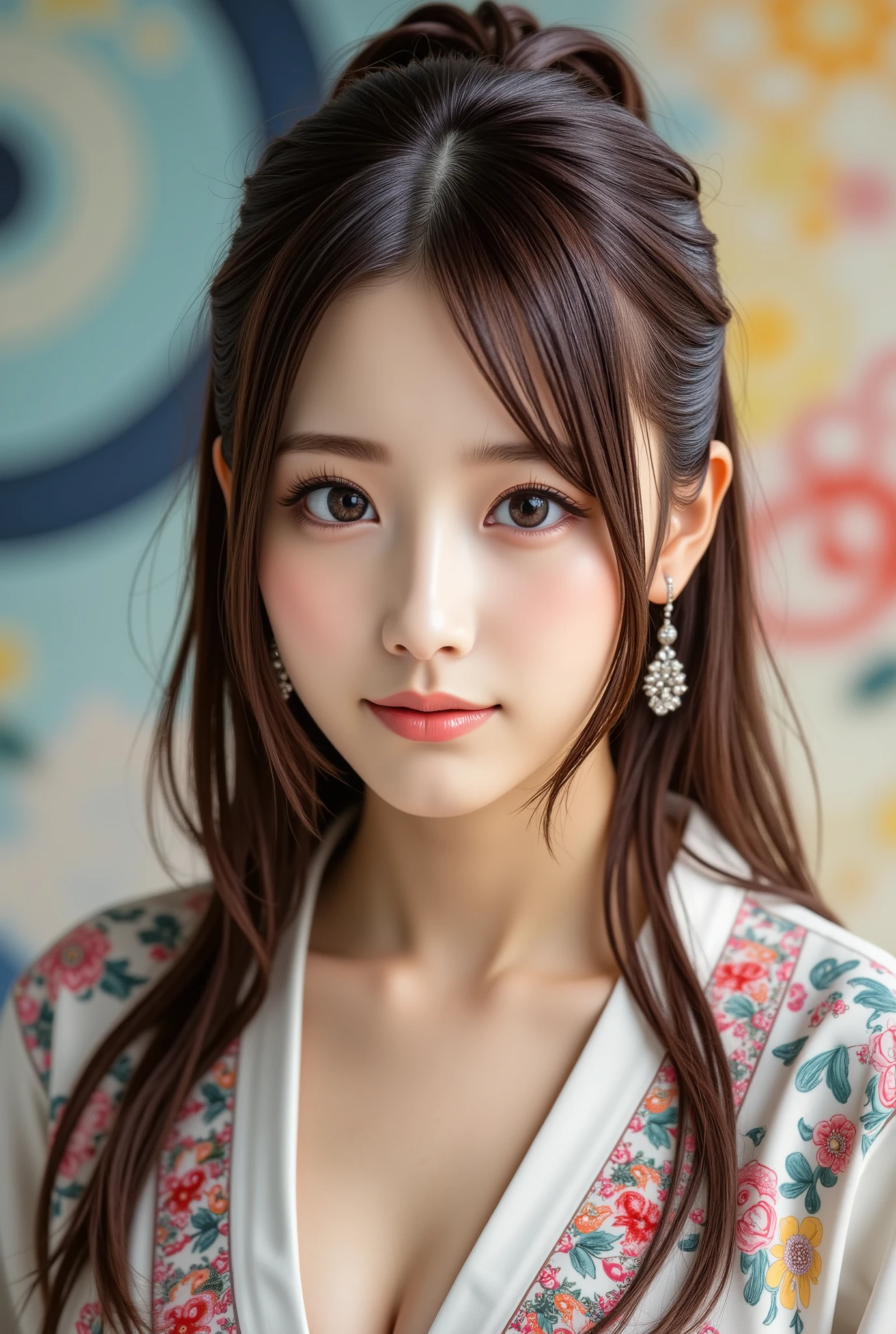 ,(Tangled:1.2), (Dynamic pose), (Abstract background:1.5), (Traditional Costume:1.2), (Shiny skin), (Various colors:1.4), (masterpiece:1.3), High resolution, Super detailed, Very detailed CG Unity 8K wallpaper, reality, photo-reality, RAW Photos, Beautiful detailed face, 青White skin, reality glistening skin, Detailed cloth texture, Hair texture is detailed, Perfect body, Beautiful Face, Accura