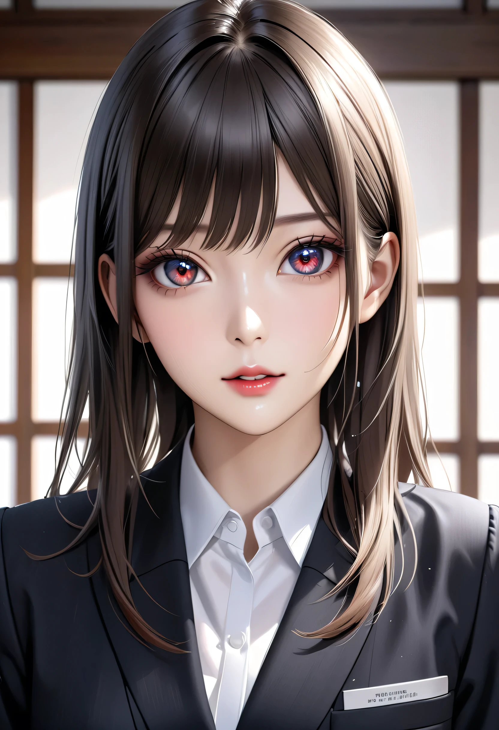 high quality, Japanese Intelligence secretary woman, (shiny skin), (detailed eyes), looking at viewer, Realistic,