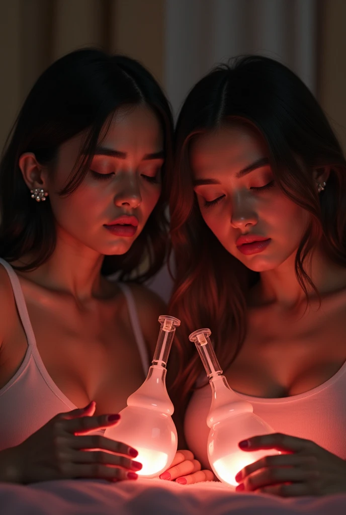 A provocative and intriguing scene unfolds before us. The camera captures the comfort nurses in a bold, sensual pose, their skimpy uniforms showcasing their toned physiques. Soft lighting illuminates their confident smiles, emphasizing their seductive charm. In one nurse's hand, a syringe filled with an ominous, murky liquid seems to gleam menacingly, while her companion holds hers similarly, both radiating a sense of daring vulnerability. The composition emphasizes the nurses' striking features and alluring postures, drawing our attention to the subtle tension between their playful demeanor and the sinister nature of the substances they hold., multiple girls, ceiling, perfect ???????, cleavage, saggy huge breasts, (masterpiece, incredibly absurd res, absolutely resolution, ultra high res, 16k, entirely sharp focus), pov, panorama, fisheye lens,