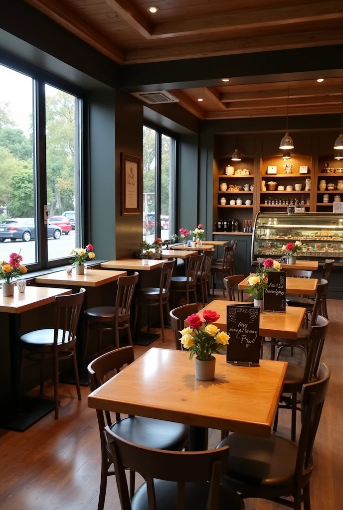 a hyper realistic photography of a cosy cafe in Melbourne, no people, Nikon D850 DSLR 4k camera, 100mm lens, F 1.2 aperture setting, bright and natural lighting, vibrant, fun and relaxing atmosphere