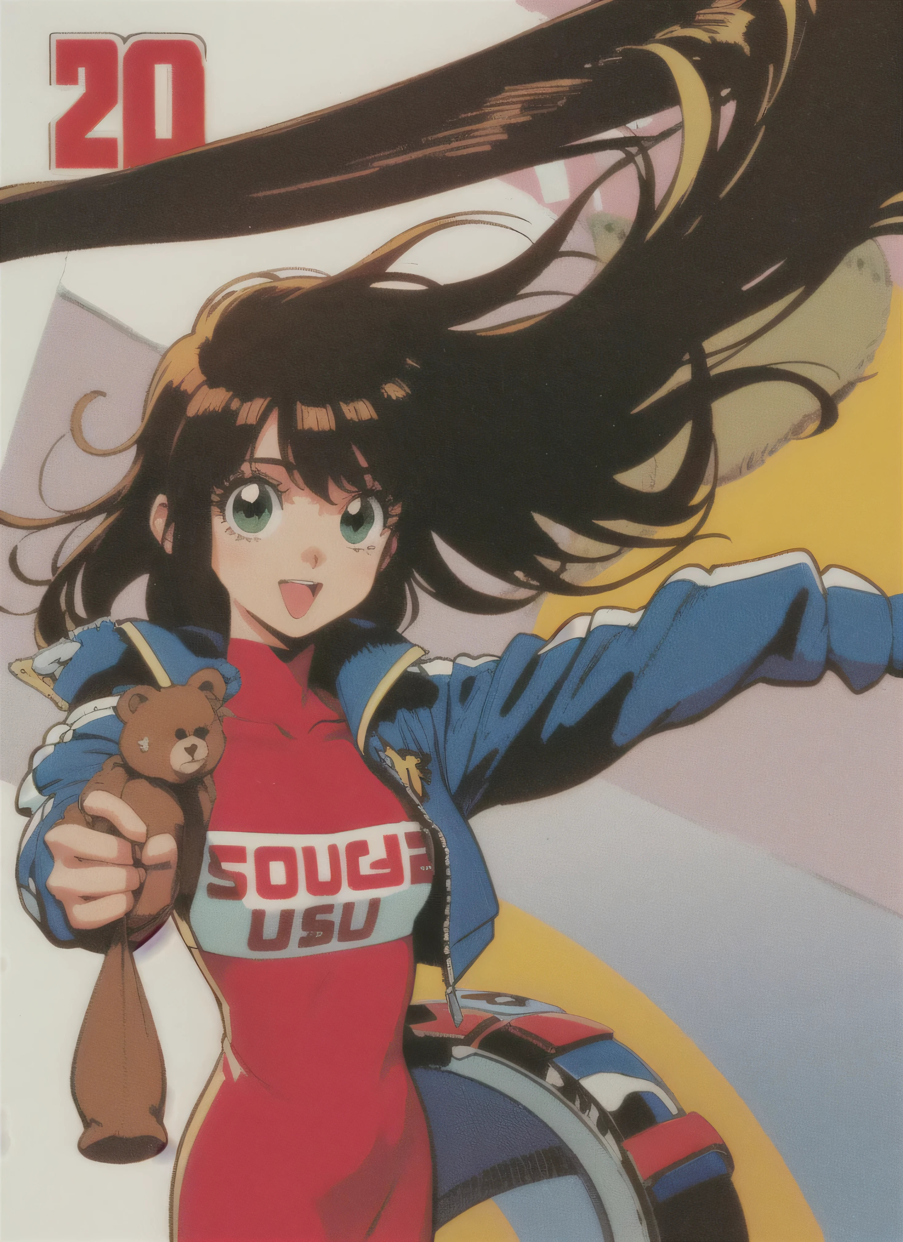 asusugodr, 1girl, solo, visor cap, heart, hair ornament, jacket, dress, pantyhose, retro artstyle, open mouth, looking at viewer, smile, outdoors, sky, cowboy shot, cleavage cutout, race queen ,White underwear, Panty shot