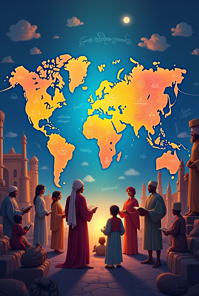 Make a poster showing religion in the globalized world make it look like it was not made by ai